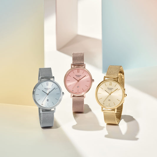 SHE-4539GM-9AUER ELEGANT LUXURY - TIMELESS WOMEN'S MESH WATCH IN GOLD-i-Watch-2