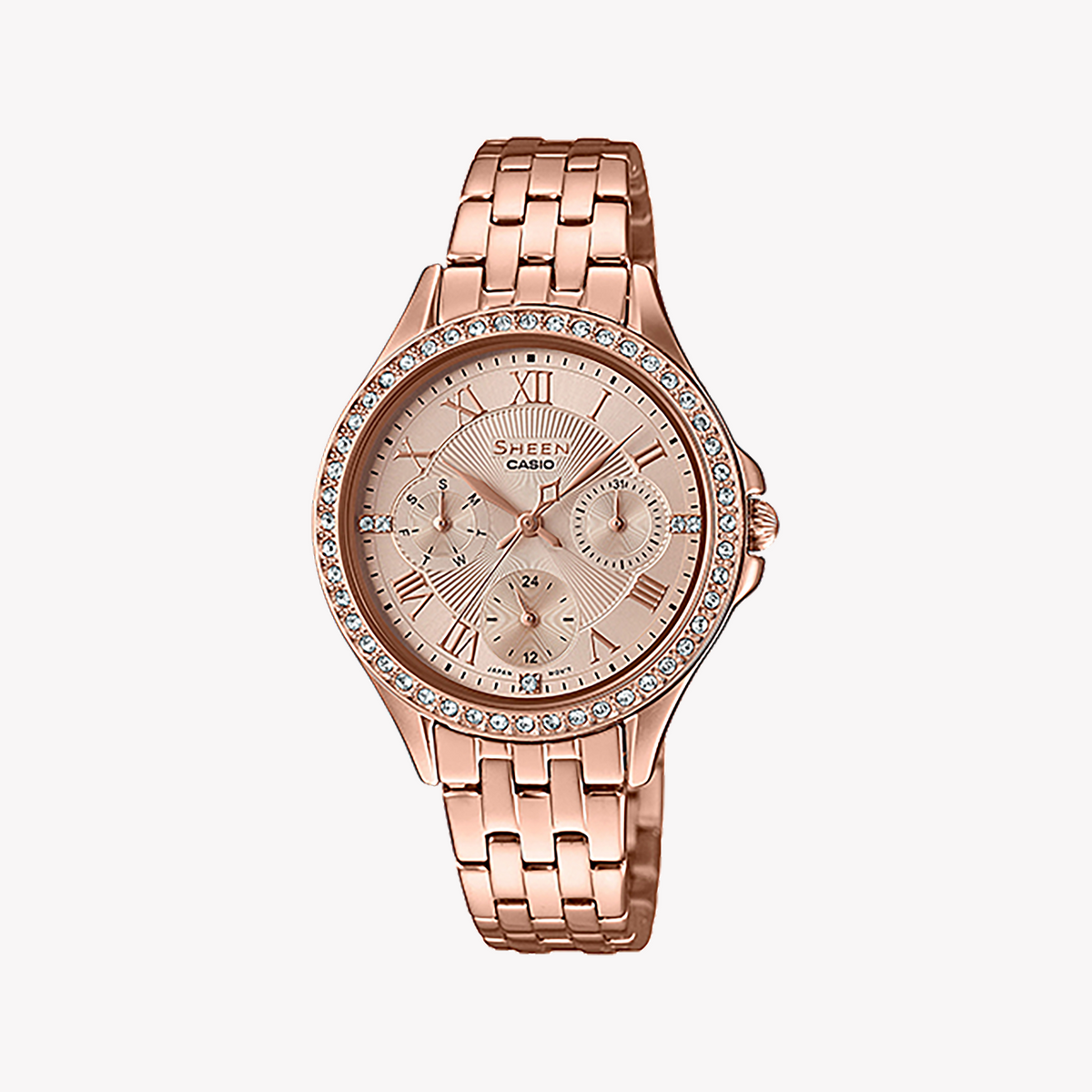 CASIO SHE-3062PG-9AUDF ELEGANCE REDEFINED - ROSE GOLD GLAMOUR WOMEN'S WATCH WITH SPARKLING ACCENTS
