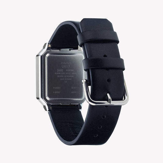 CASIO A100WEL-1ADF ADVENTURE TIMEPIECE - ELEGANTALLY RUGGED UNISEX WATCH WITH STUNNING SILVER FINISH AND BLACK LEATHER BAND-i-Watch-2