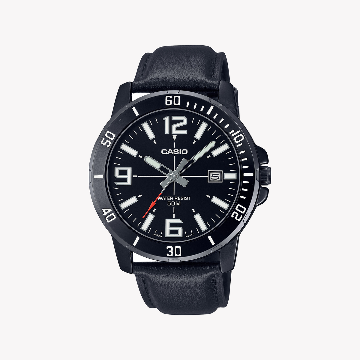 CASIO MTP-VD01BL-1BVUDF - BOLD ELEGANCE MEN'S WATCH WITH BLACK LEATHER STRAP & MODERN AESTHETIC