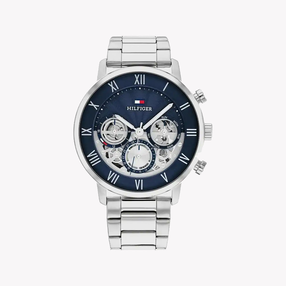 TOMMY HILFIGER 1692188 - BOLD URBAN ELEGANCE MEN'S WATCH WITH BLUE DIAL & SILVER STAINLESS STEEL BAND