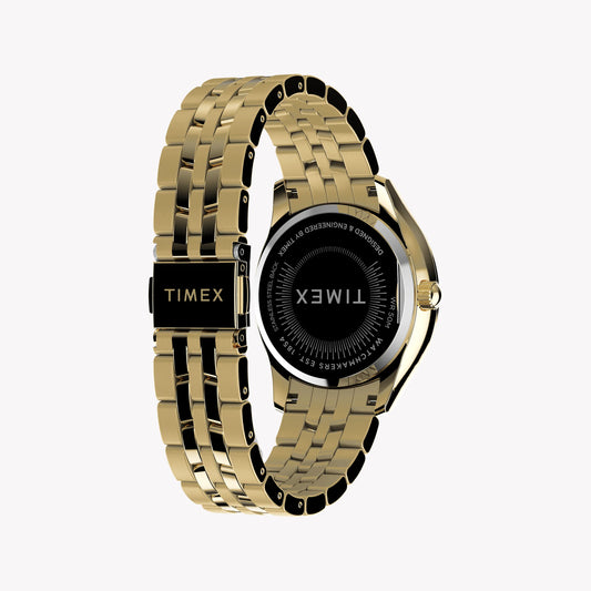TIMEX CUSHION GOLD-TONE WATCH - GLAMOROUS TIMEPIECE WITH CRYSTAL ACCENTS AND STUNNING GOLD DIAL-i-Watch-2