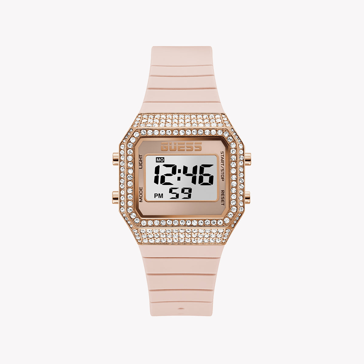 GUESS GW0430L3 CHIC VIBRANCE - STUNNING ROSE GOLD & PINK SILICONE WOMEN'S WATCH