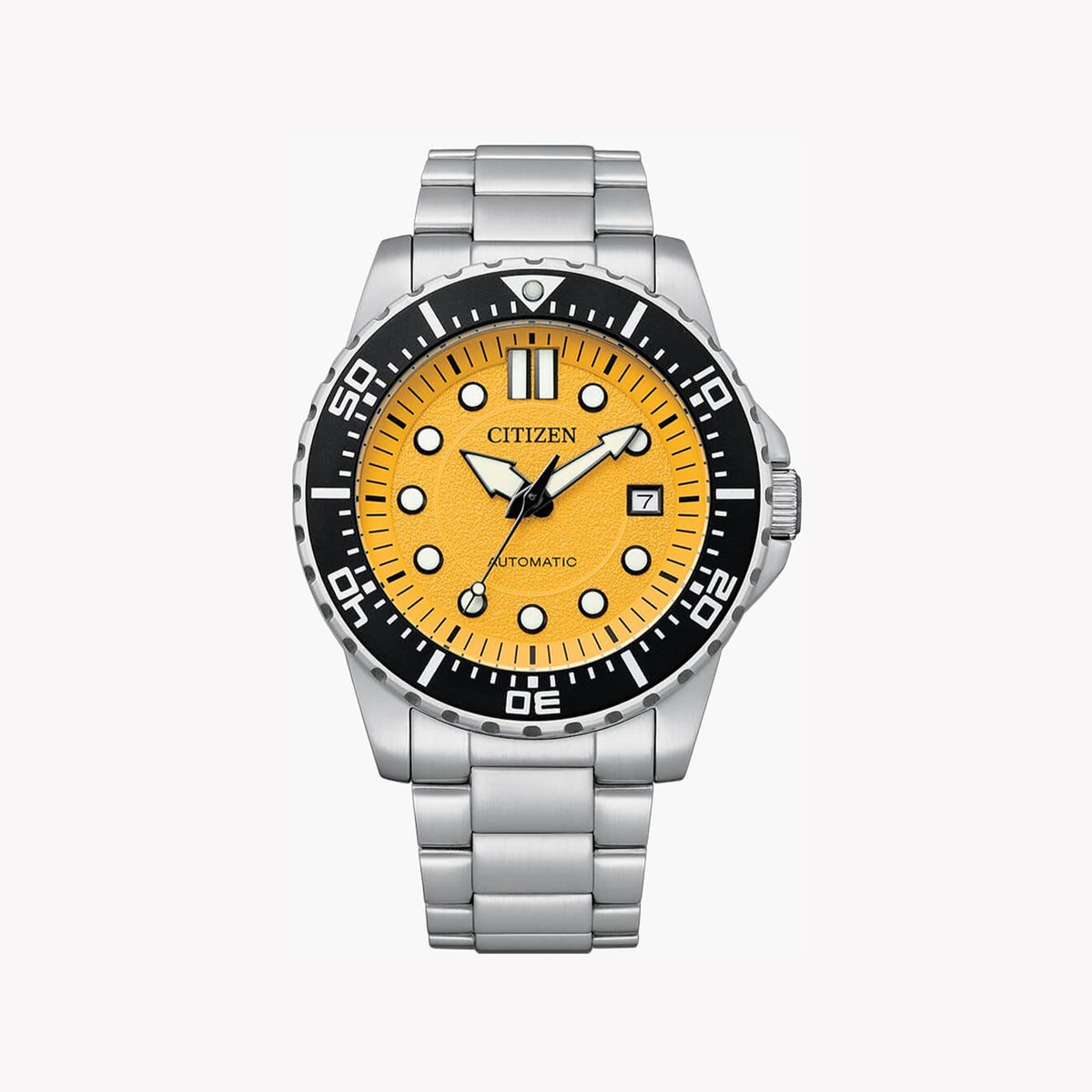 CITIZEN NJ0170-83Z - ELEGANT AUTOMATIC TIMEPIECE WITH STRIKING YELLOW DIAL & SILVER STAINLESS STEEL BAND