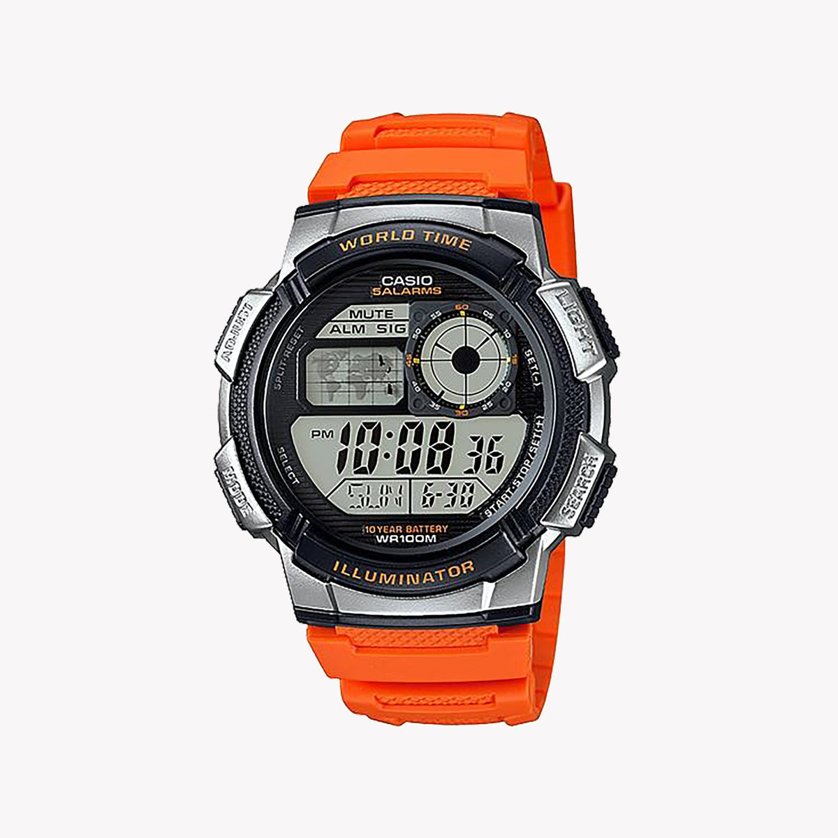 CASIO AE-1000W-4BVDF ADVENTURE GEAR - RUGGED & STYLISH Men's Watch with durable resin band and vibrant orange display