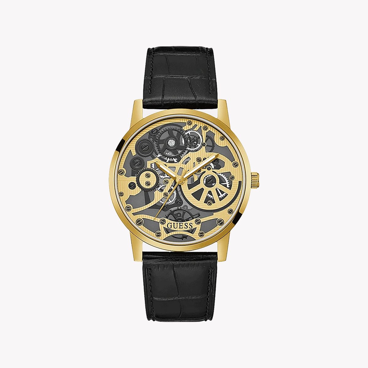 GUESS GW0570G1 - BOLD & SOPHISTICATED MEN'S WATCH with Gold Case & Black Leather Band