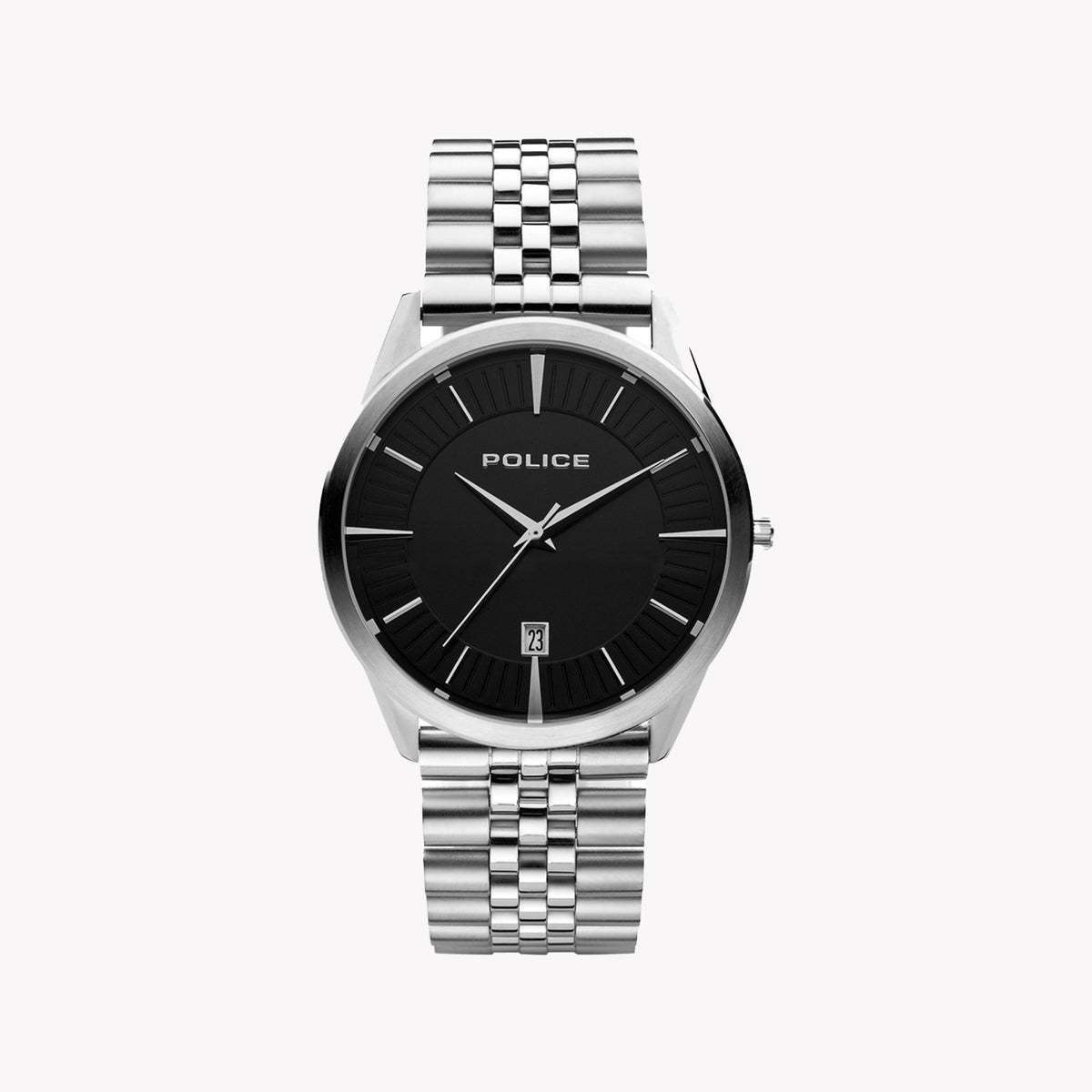 POLICE P15305JS02M ELEGANCE - TIMELESS STAINLESS STEEL MEN'S WATCH with BLACK DIAL & SILVER FINISH