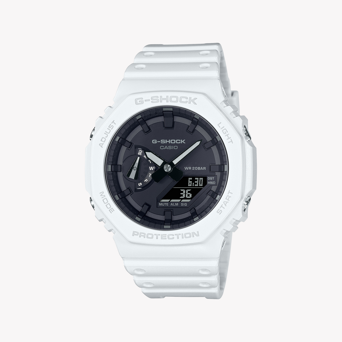 CASIO G-SHOCK GA-2100-7ADR OAK - CHIC RESILIENCE MEN'S WATCH with White Resin Band and Sleek Design