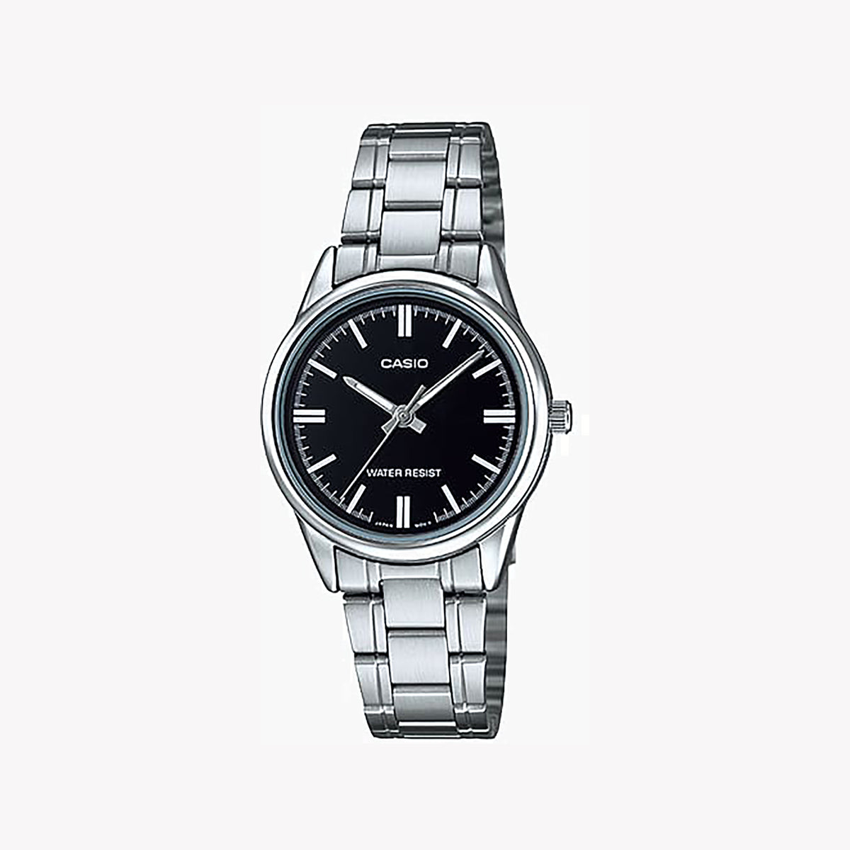 CASIO LTP-V005D-1AUDF SPORTY ELEGANCE - SILVER STAINLESS STEEL WOMEN'S WATCH WITH BLACK DIAL
