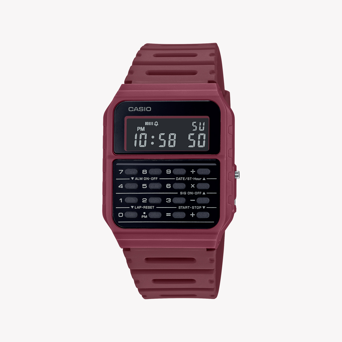 CASIO CA-53WF-4BDF SPORTY VIBRANCE - MEN'S DIGITAL WATCH WITH RED RESIN BAND & MULTIFUNCTIONAL CAPABILITIES