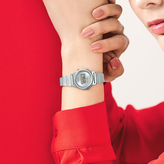 CASIO Women's Watch with Silver Chrome Plated Resin Case and Silver Stainless Steel Band-i-Watch-2