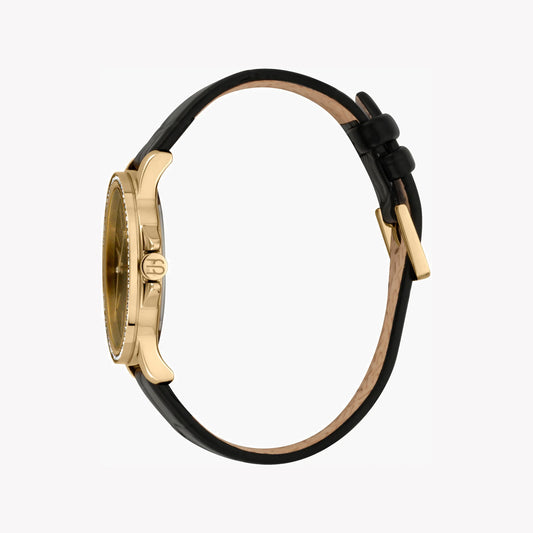 ESPRIT Women's Watch with Gold Stainless Steel Case and Black Leather Band-i-Watch-2