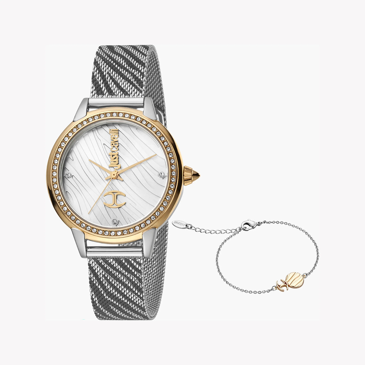 JUST CAVALLI Women's Watch with Silver Stainless Steel Case and Silver Stainless Steel Band