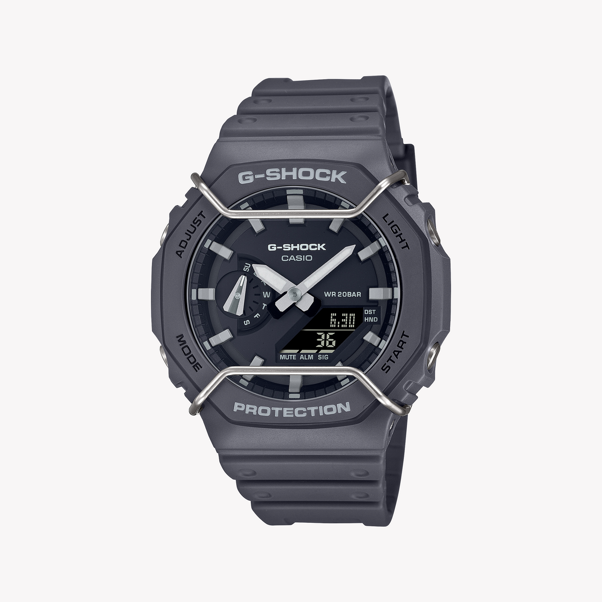 CASIO G-SHOCK GA-2100PTS-8ADR OAK COMPACT - BOLD GRAY ADVENTURE Men's Watch with sleek gray resin band and dial