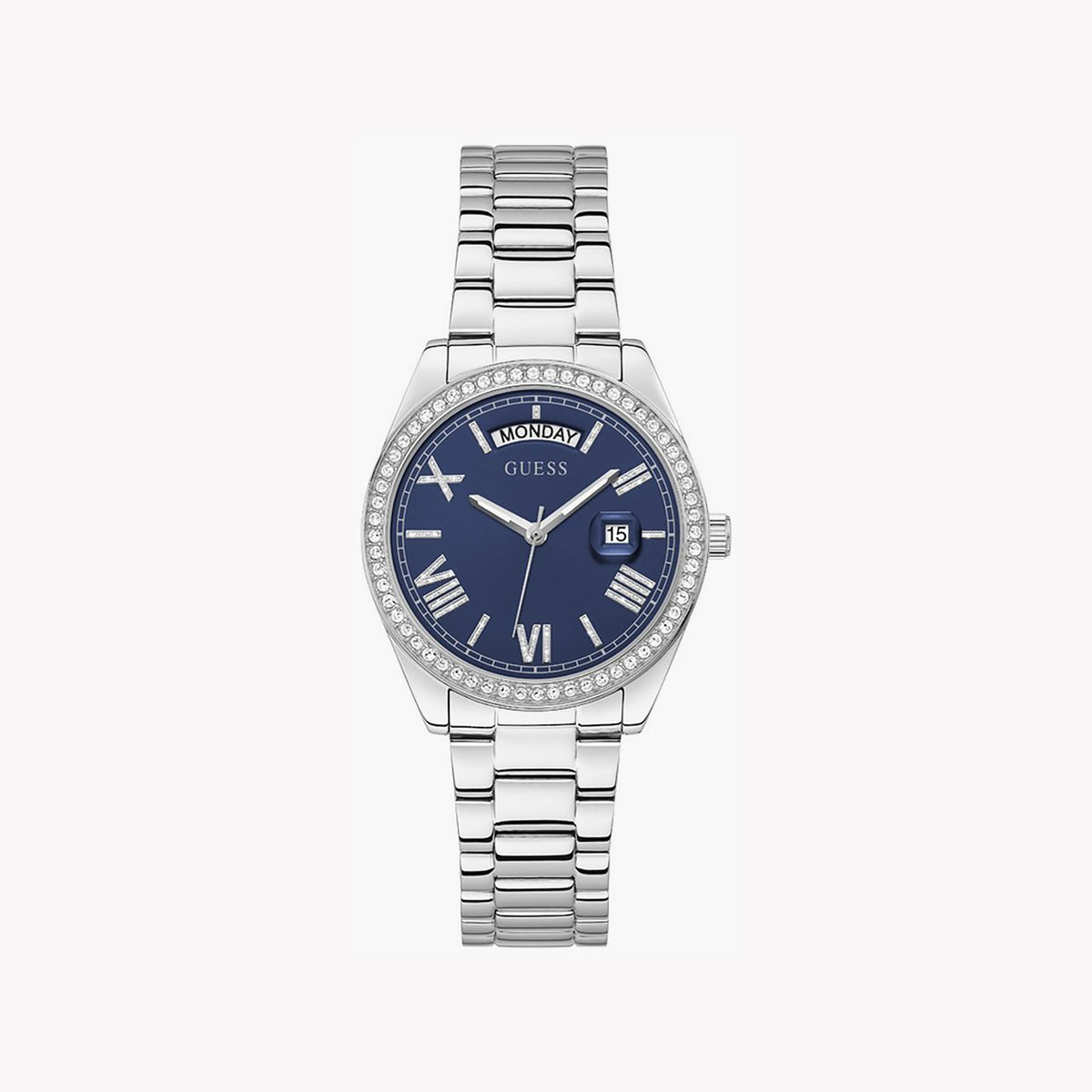 GUESS GW0307L1 TIMELESS ELEGANCE - SOPHISTICATED WOMEN'S WATCH with Silver Case & Vibrant Blue Dial