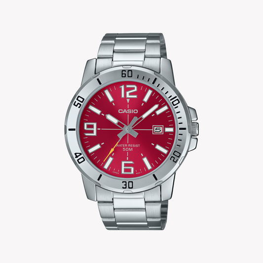 CASIO MTP-VD01D-4BVUDF ADVENTURE READY - SPORTY ELEGANCE MEN'S WATCH with Red Dial and Stainless Steel Band-i-Watch-2