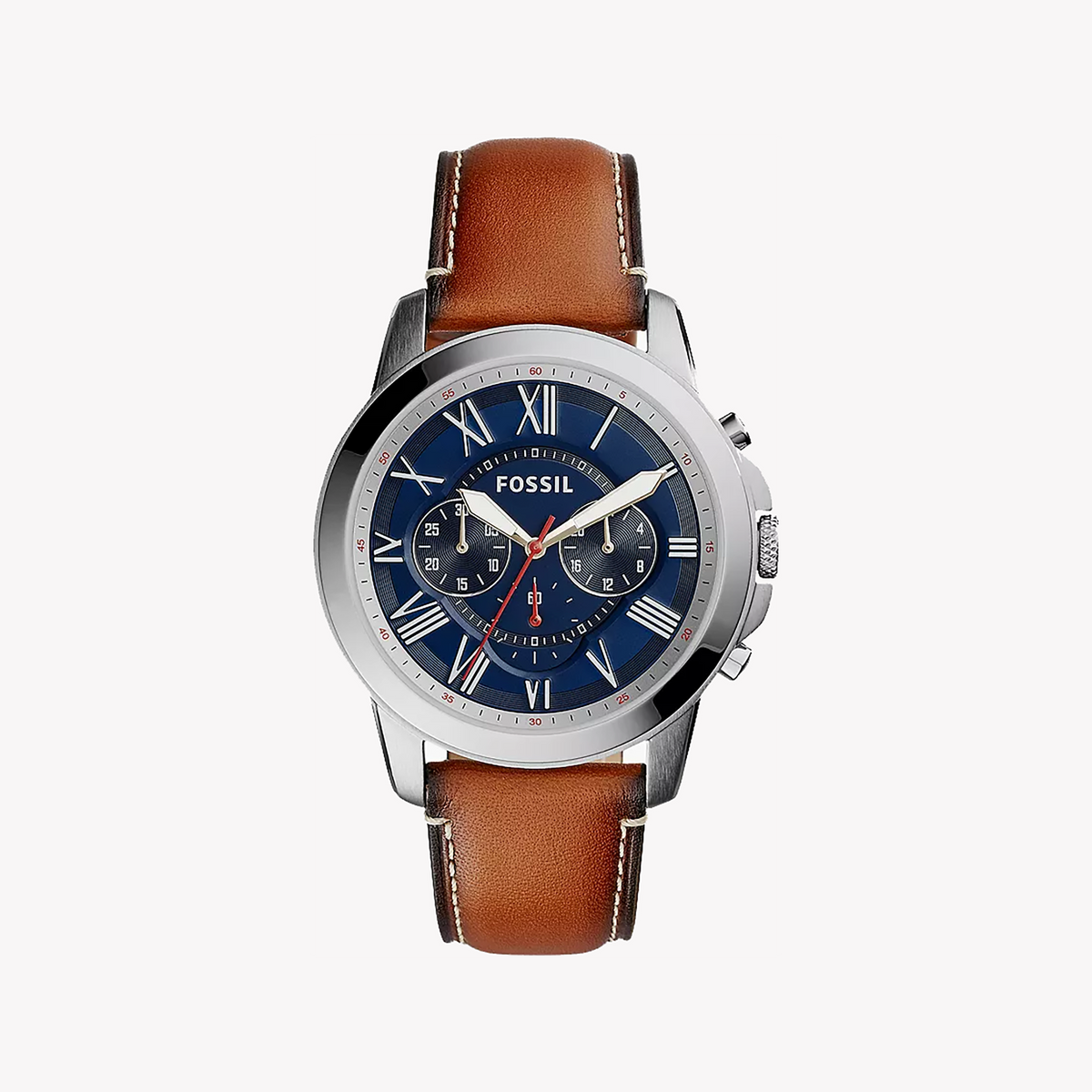 FOSSIL FS5210 TIMELESS ELEGANCE - CLASSIC MEN'S WATCH WITH BLUE DIAL & LEATHER STRAP