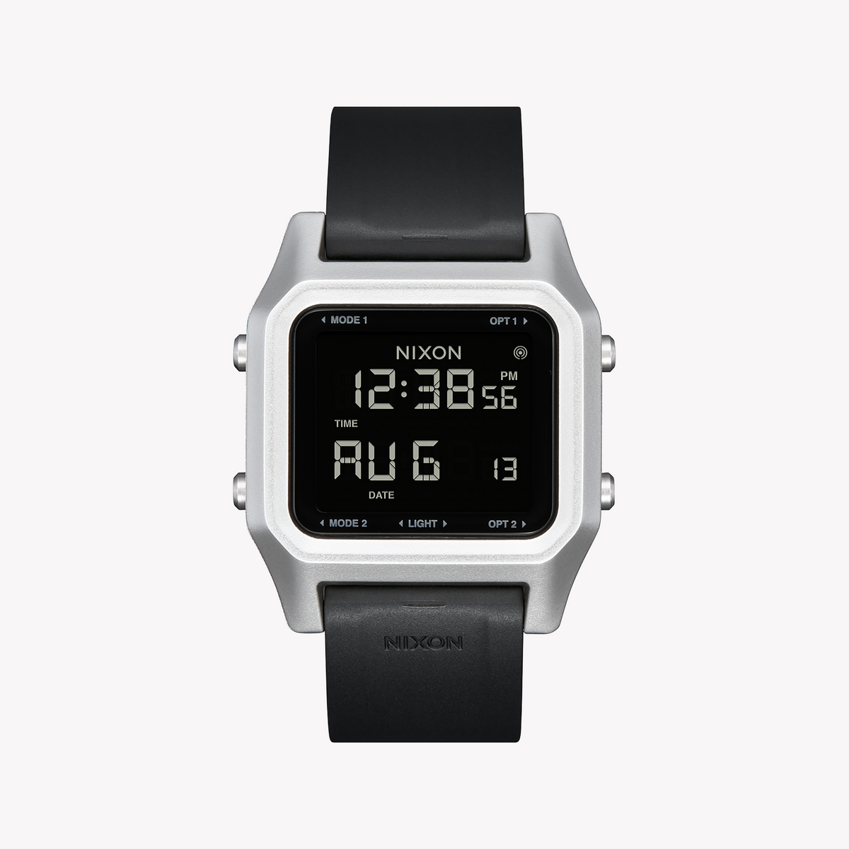 Nixon A1309-625 BOLD INNOVATION - MEN'S DIGITAL WATCH with Sleek Black Rubber Case & Silver Silicone Band