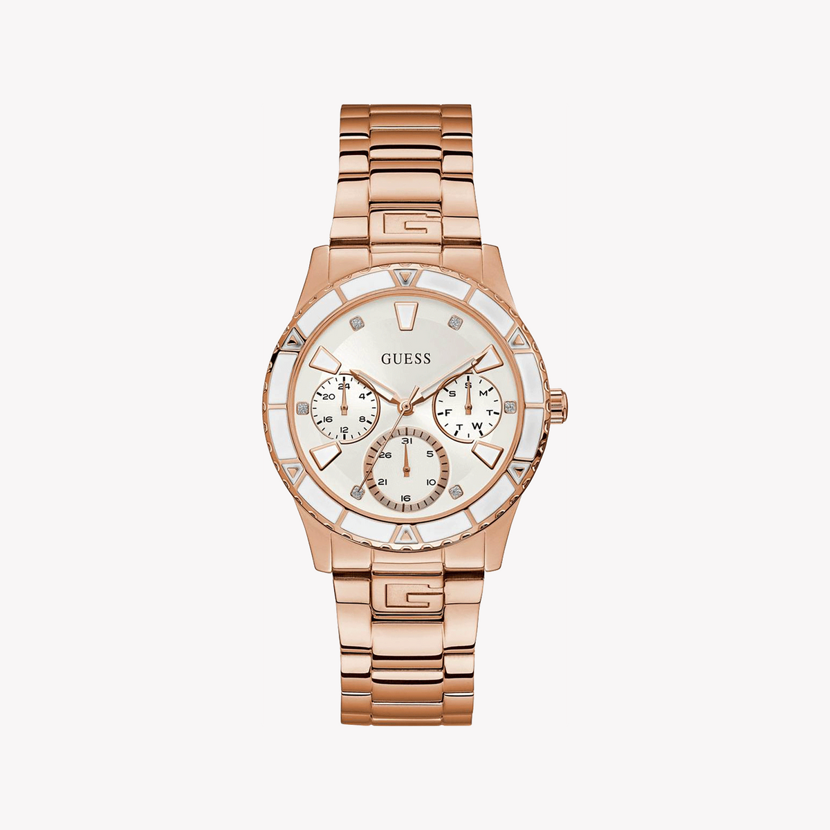GUESS W1158L2 CHIC RADIANCE - ELEGANT ROSE GOLD WOMEN'S WATCH WITH WHITE DIAL