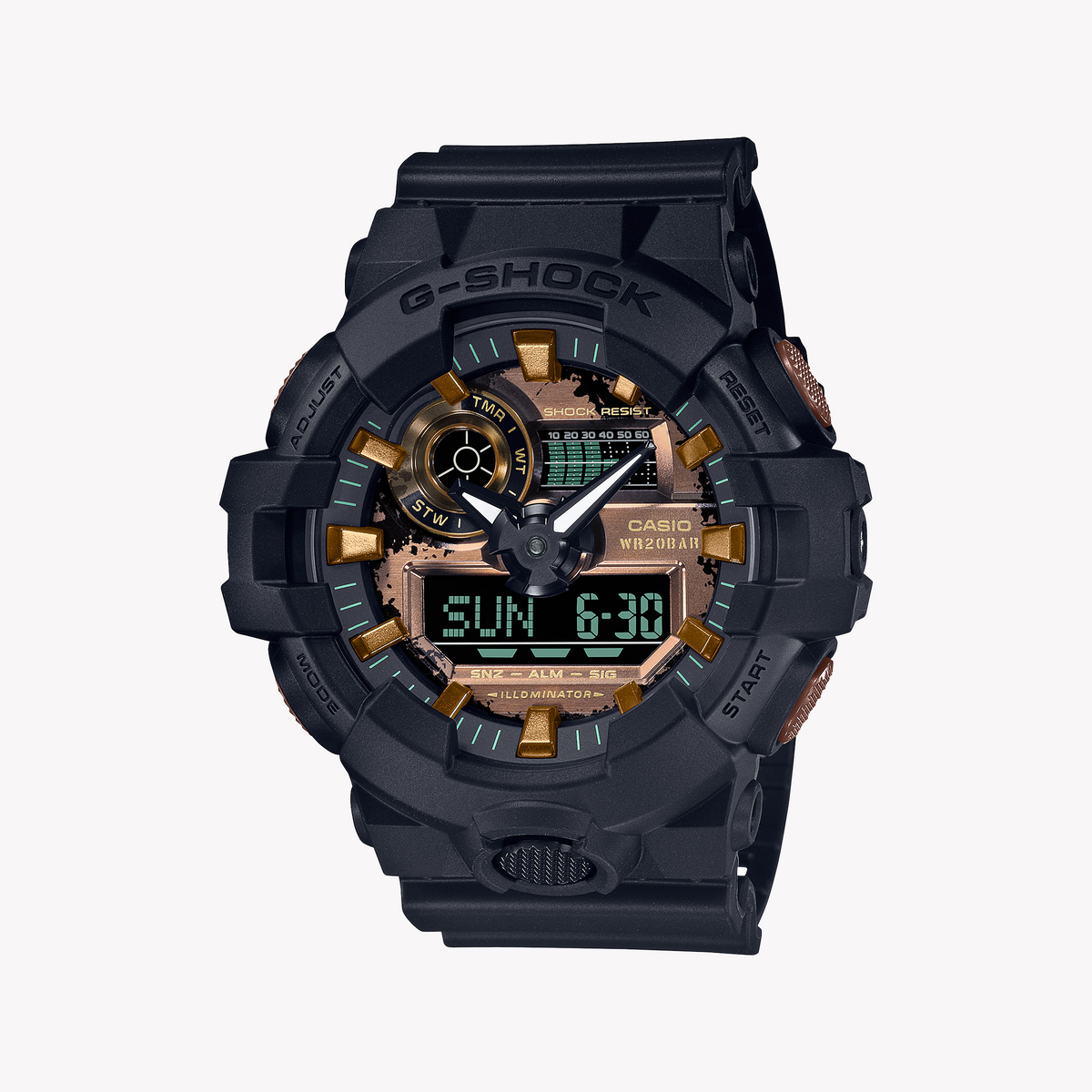 CASIO G-SHOCK GA-700RC-1ADR - RUGGED BLACK SPORT MEN'S WATCH WITH LED ILLUMINATOR