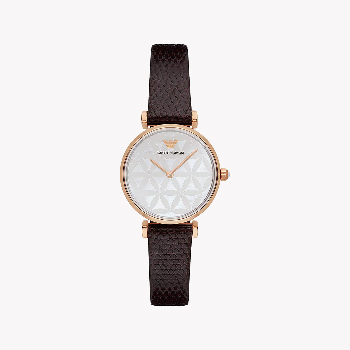Emporio Armani AR1990 ROSE GOLD ELEGANCE - Chic Women's Watch with Leather Band and White Dial