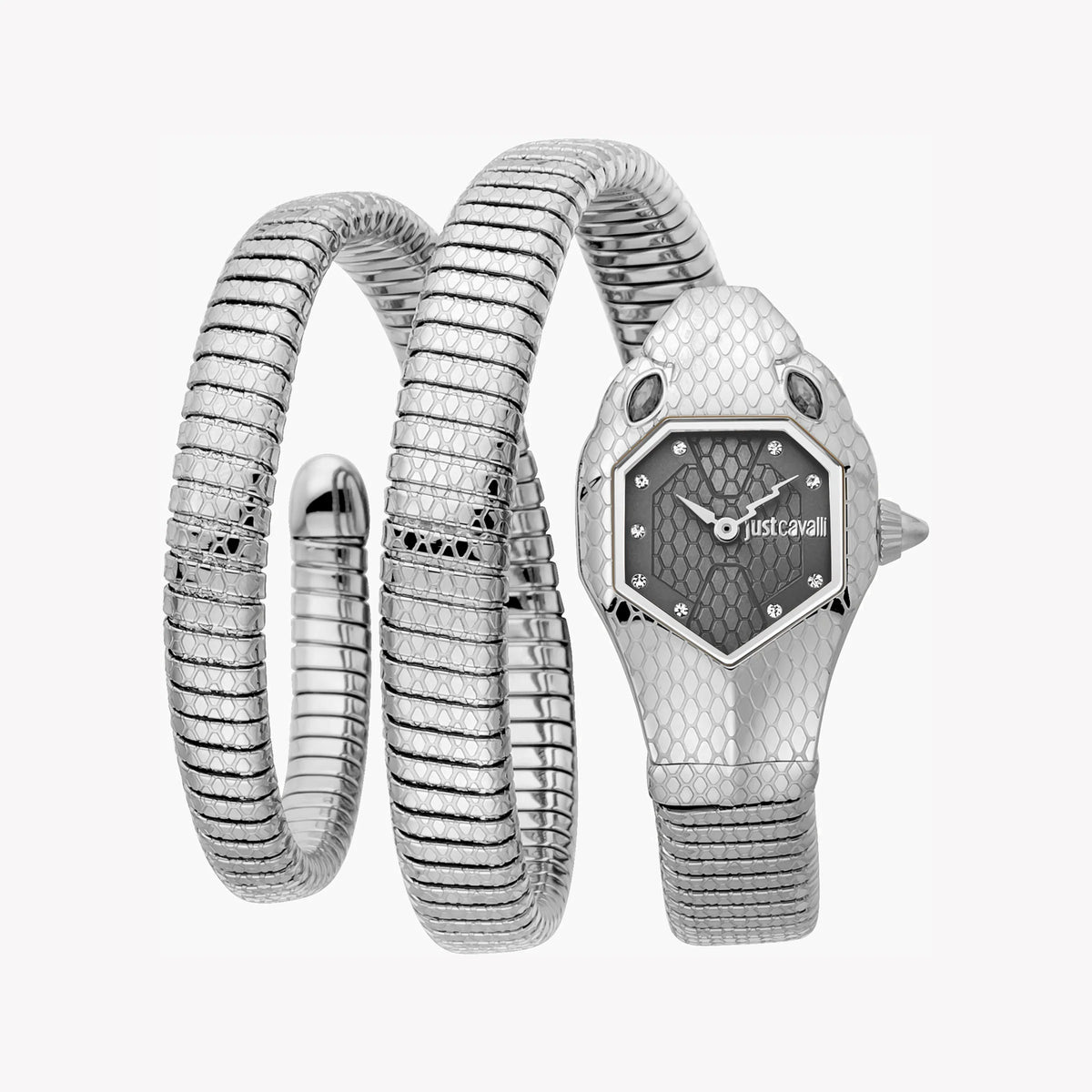 JUST CAVALLI Women's Watch with Silver Stainless Steel Case and Silver Stainless Steel Band