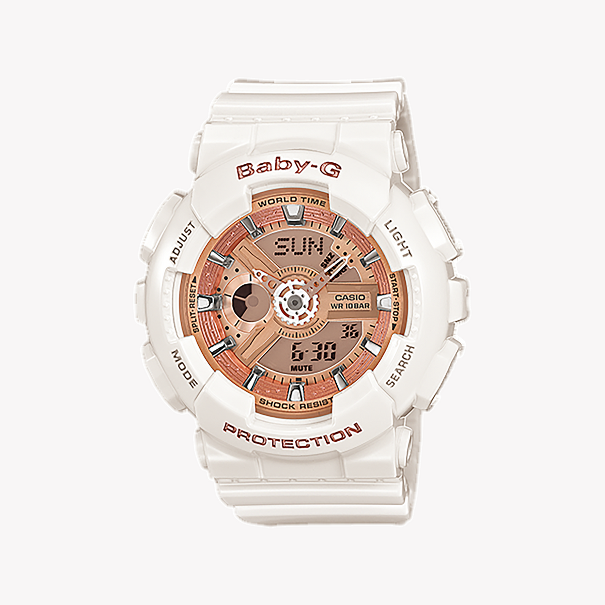 **BA-110-7A1DR BABY-G Chic Resilience - Stylish Women's Watch with White Resin Band & Digital Dial**