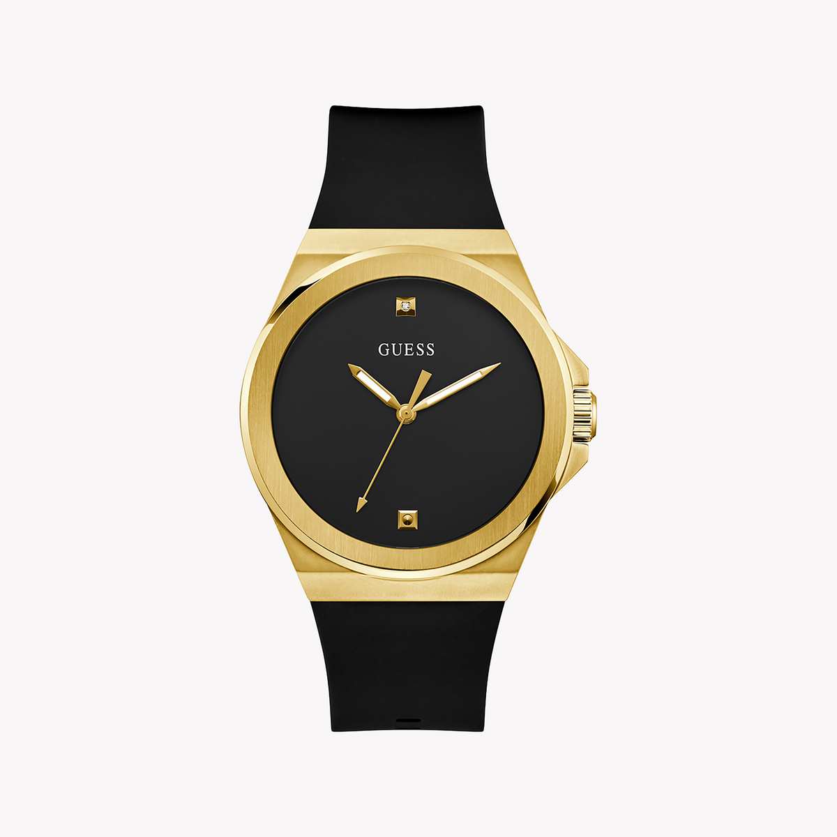 GUESS GW0790G1 BOLD SOPHISTICATION - Women's Gold & Black Silicone Timepiece