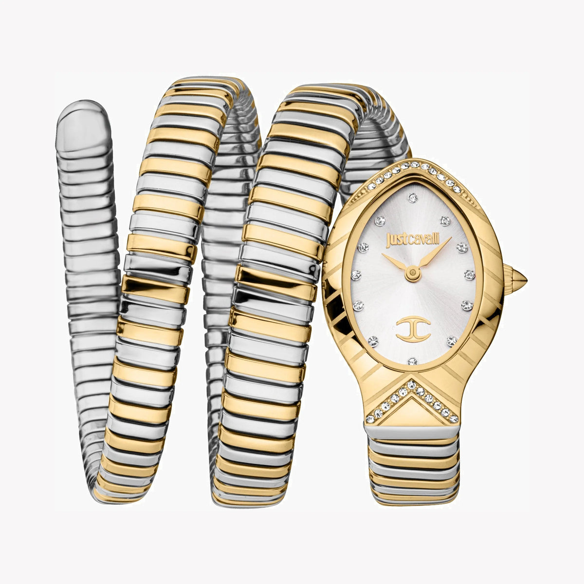 JUST CAVALLI Women's Watch with Gold Stainless Steel Case and Silver & Gold Stainless Steel Band