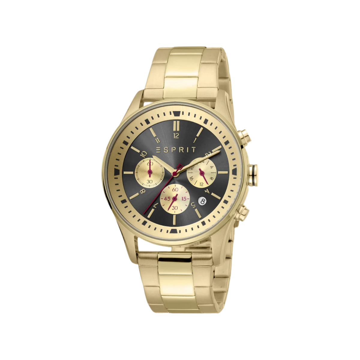 ESPRIT MEN'S ELEGANCE - GOLD STAINLESS STEEL BAND & BLACK DIAL TIMEPIECE