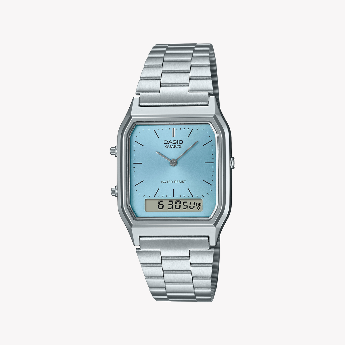 CASIO AQ-230A-2A1MQYDF - ELEGANT ADVENTURER UNISEX WATCH with sleek blue dial and stainless steel band