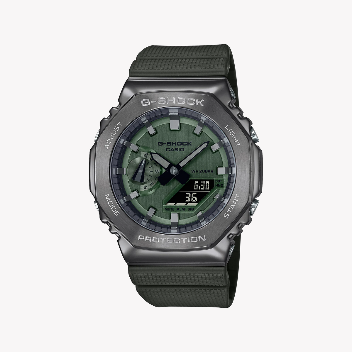 CASIO G-SHOCK GM-2100B-3ADR OAK - TOUGH LUXE MEN'S WATCH WITH GREEN DIAL & SILVER CASE