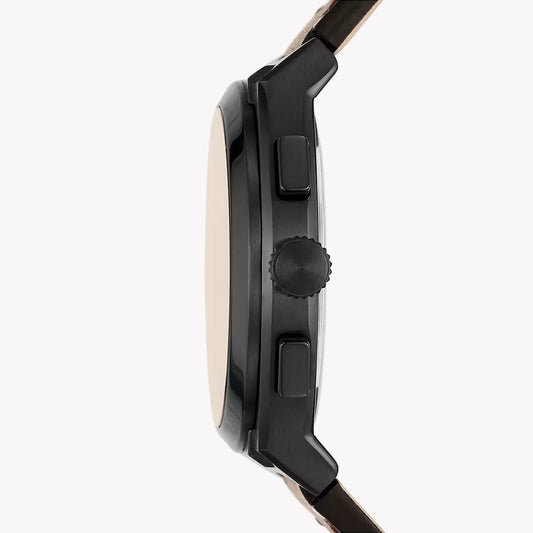 FOSSIL FS5798 TIMELESS ELEGANCE - MEN'S STAINLESS STEEL WATCH WITH BLACK DIAL & LEATHER BAND-i-Watch-2