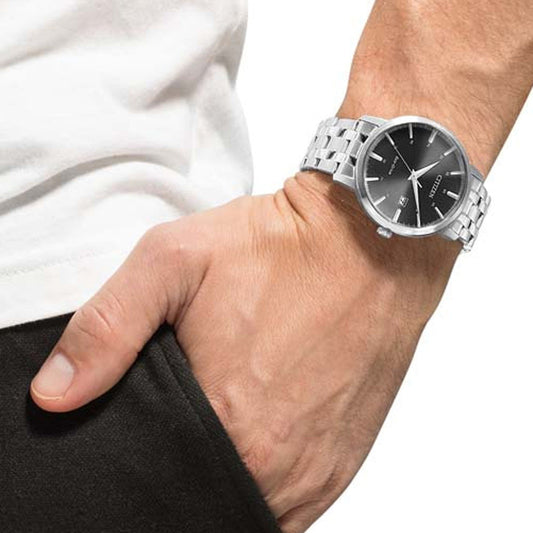 CITIZEN BM7460-88E - ELEGANT STRENGTH: Men's Eco-Drive Watch with Silver Case & Black Dial-i-Watch-2