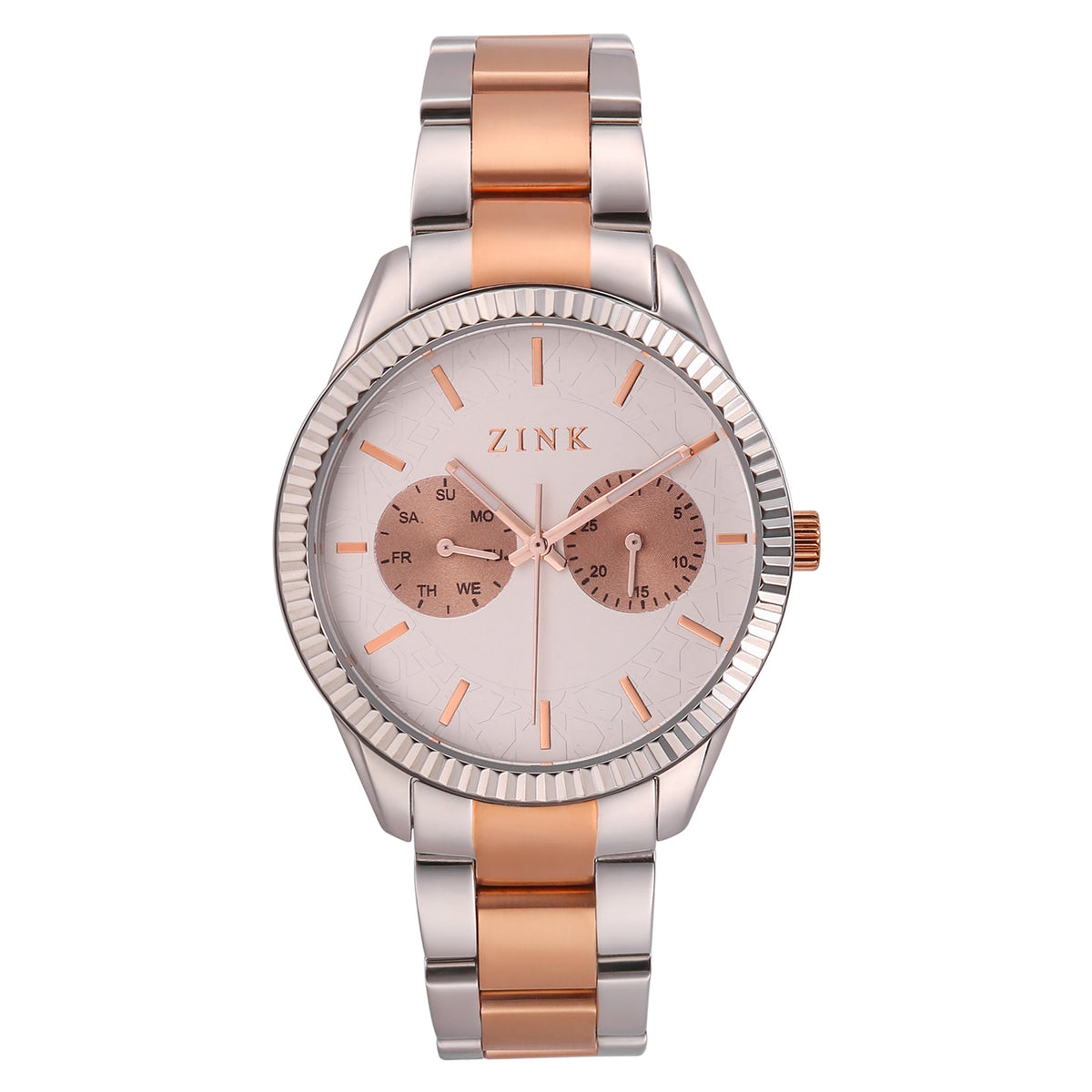 ZINK Women's Watch with Silver & Rose Gold Stainless Steel Case and Silver & Gold Stainless Steel Band