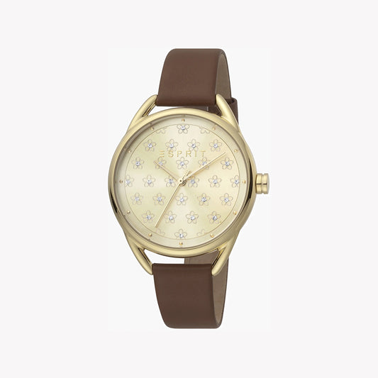 ESPRIT Women's Watch with Gold Stainless Steel Case and Brown Leather Band-i-Watch-2