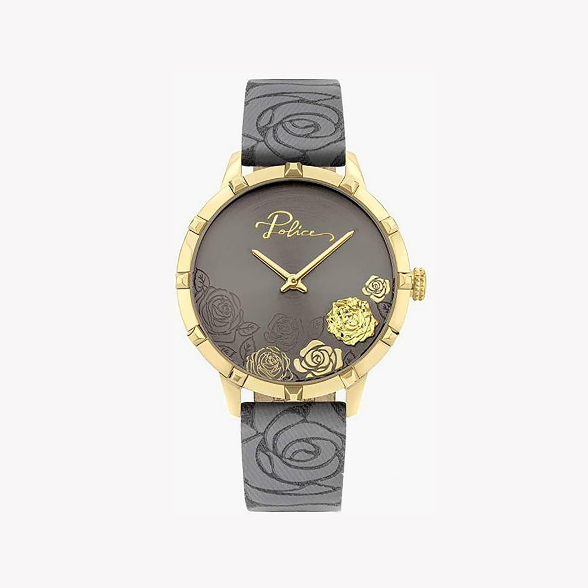 POLICE PL-16040MSG_61 ELEGANT TIMEPIECE - MODERN WOMAN'S LUXURY WATCH with Gold Case & Gray Leather Strap