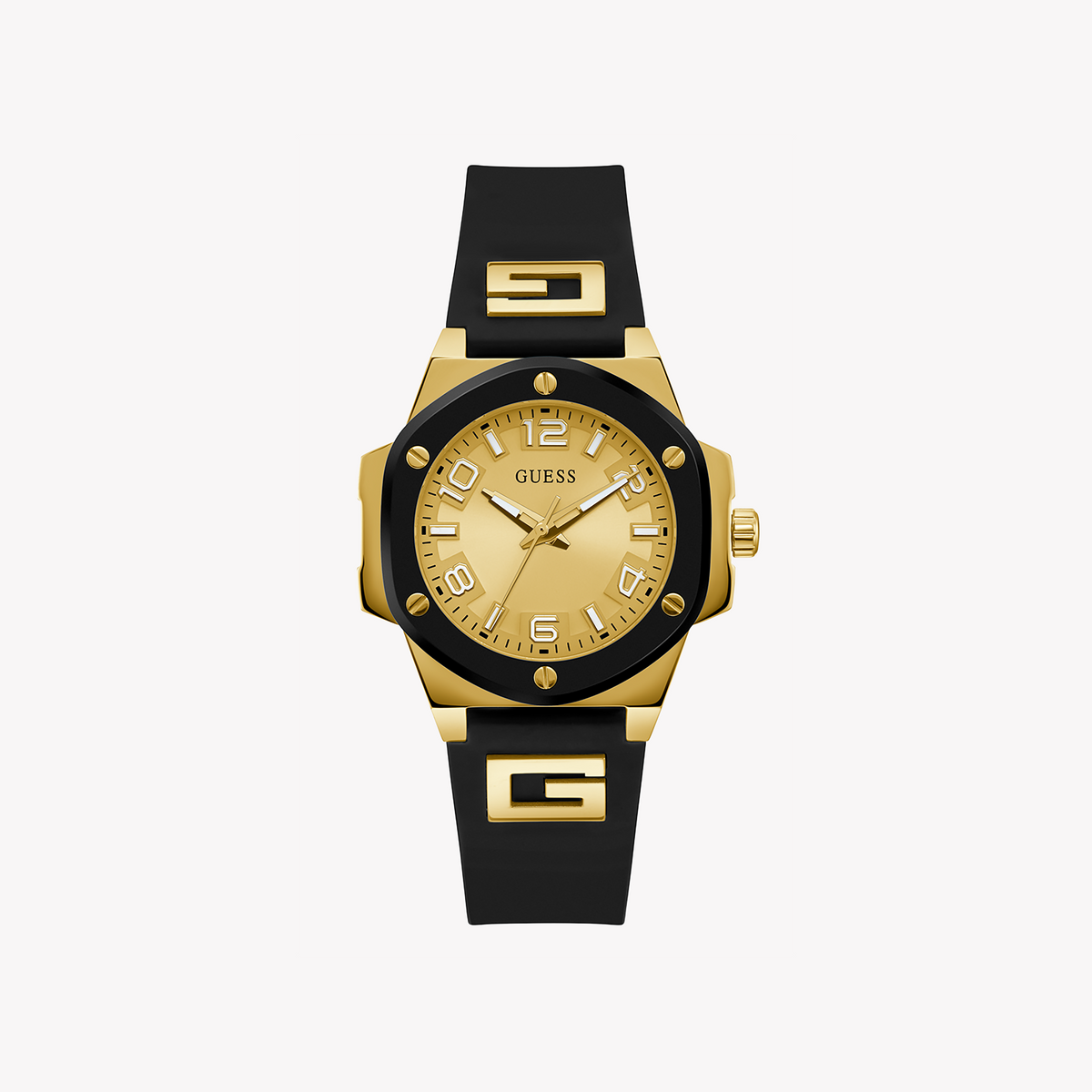GUESS GW0555L2 MODERN CHIC - ELEGANT GOLD & BLACK WOMEN'S WATCH WITH CHAMPAGNE DIAL