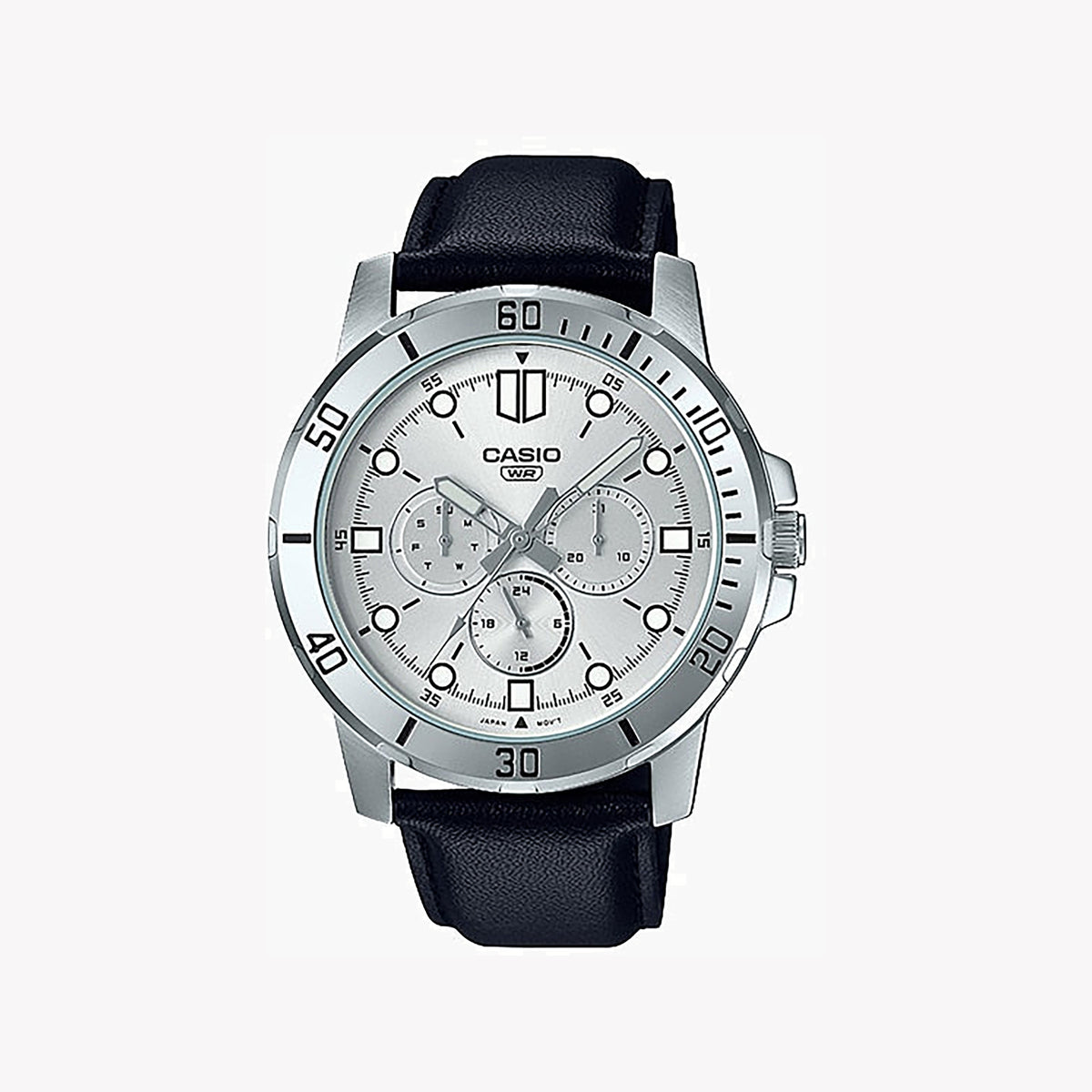 CASIO MTP-VD300L-7EUDF - SPORTY ELEGANCE MEN'S WATCH WITH LEATHER BAND AND CLASSIC WHITE DIAL