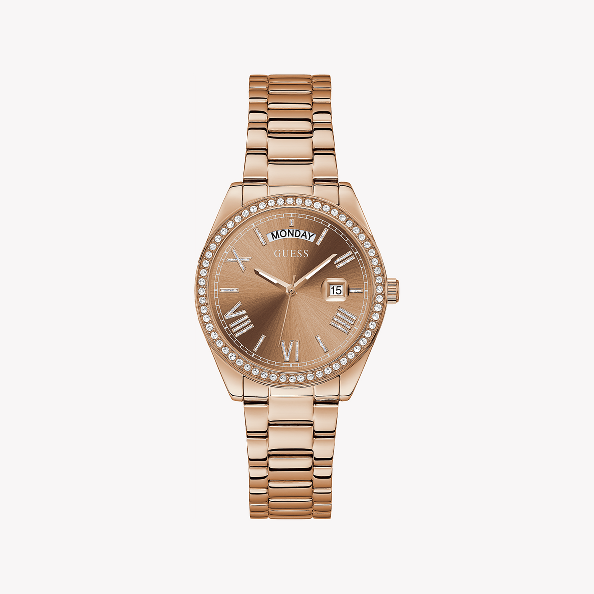 GUESS GW0307L3 - BOLD BROWN BEAUTY - Stylish Women's Watch with Stainless Steel Band and Eye-Catching Dial