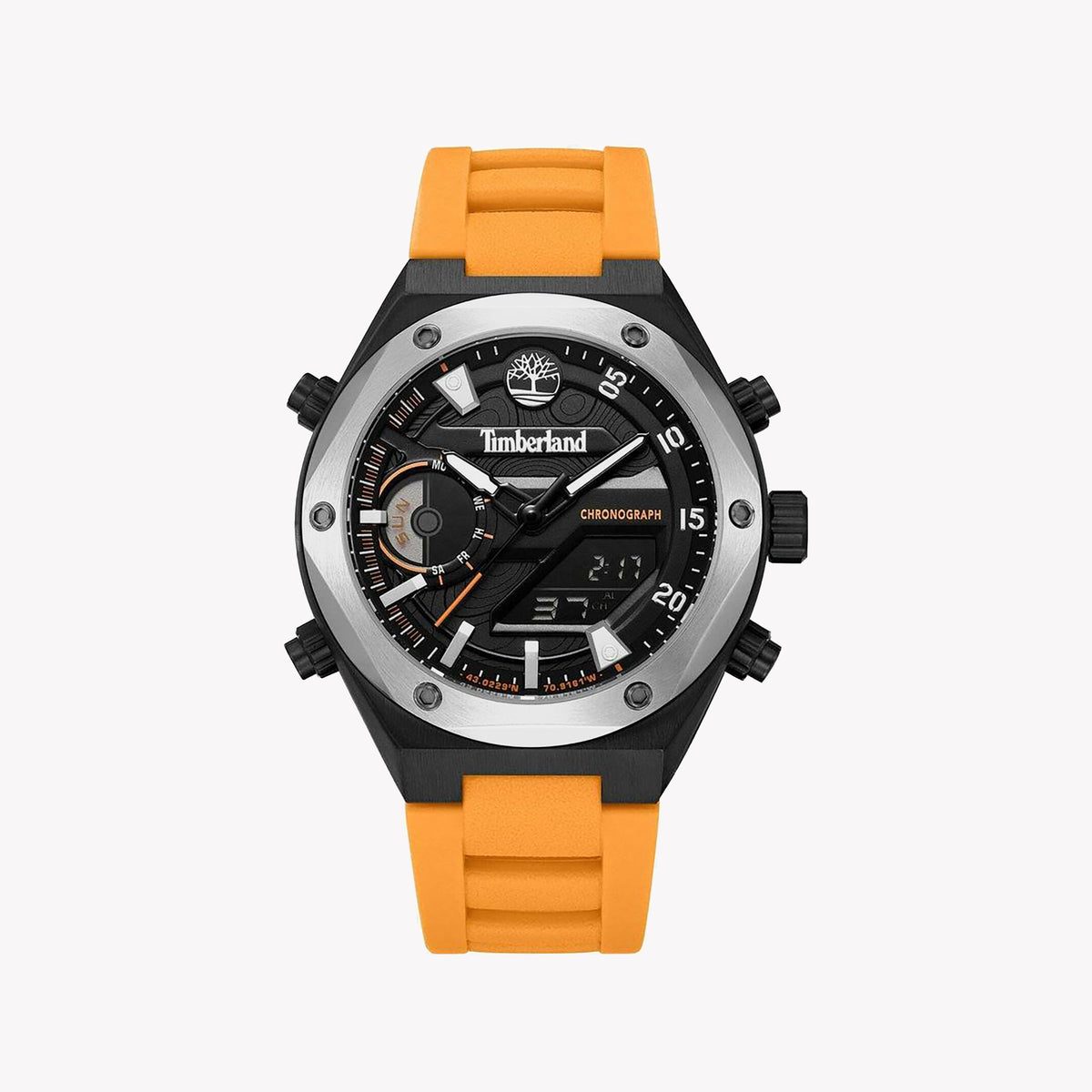 TIMBERLAND TDWGP2231402 BOLD PERFORMANCE - RUGGED MEN'S WATCH WITH ORANGE SILICONE BAND