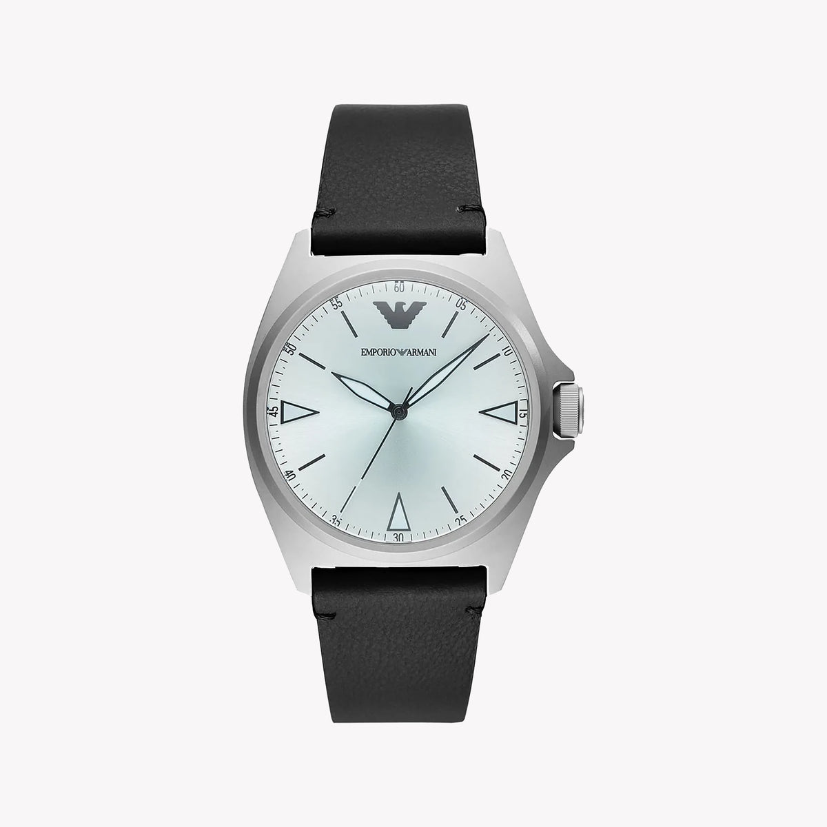 EMPORIO ARMANI AR11308 - BOLD SOPHISTICATION MEN'S WATCH WITH STYLISH SILVER DIAL AND BLACK LEATHER BAND