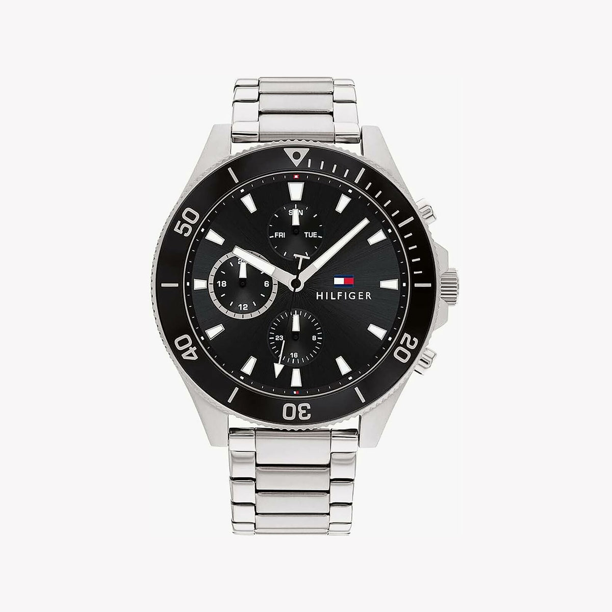 TOMMY HILFIGER 1674788 BOLD SILVER & BLACK DIAL - MODERN MEN'S TIMEPIECE