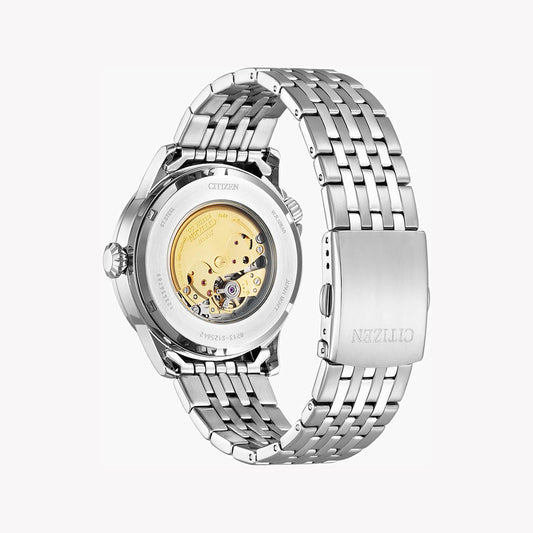 CITIZEN NJ0140-84E - TIMELESS ELEGANCE - AUTOMATIC MEN'S WATCH with Silver Stainless Steel Band & Black Dial-i-Watch-2