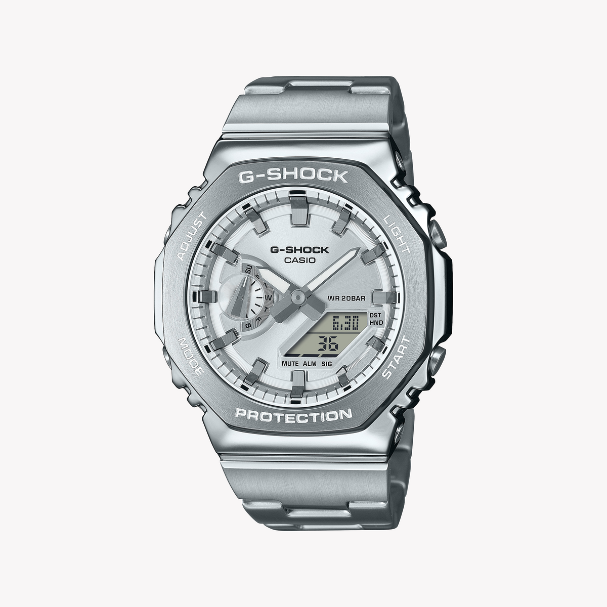 CASIO G-SHOCK GM-2110D-7AER STEEL VIGOR - MEN'S RELIABLE ADVENTURE WATCH WITH SILVER DIAL AND BAND