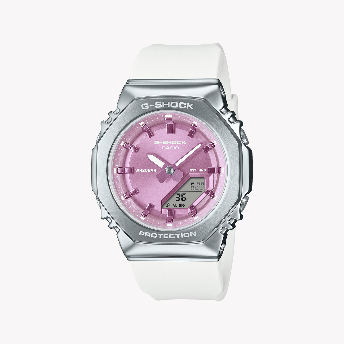 CASIO G-SHOCK GM-S2110-7A6ER RUGGED CHIC - BOLD PINK DIAL MEN'S WATCH WITH SILVER STAINLESS STEEL CASE