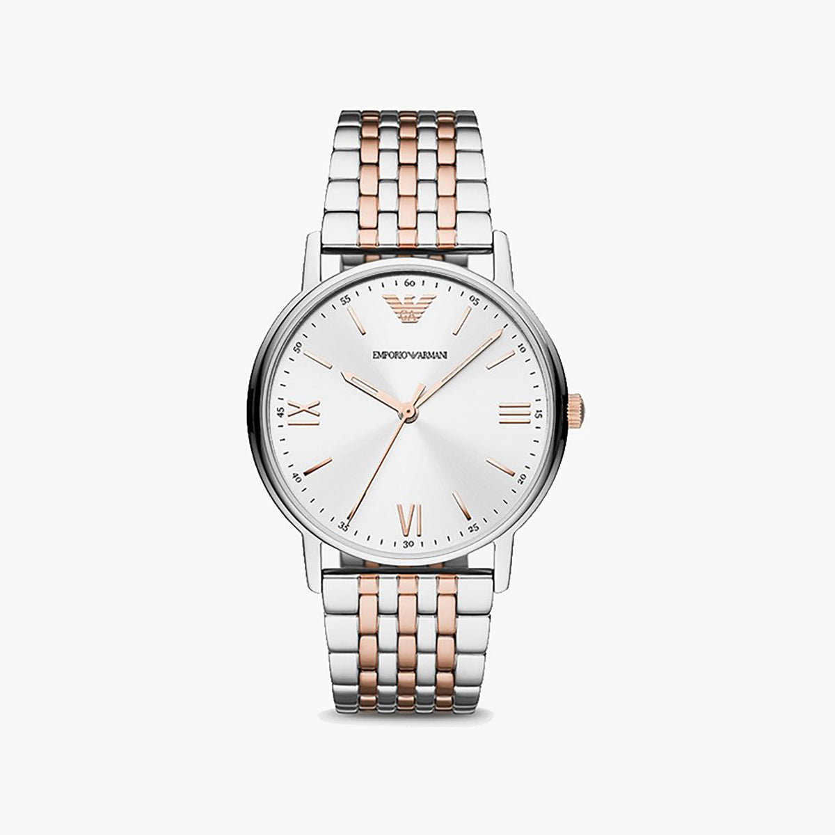 EMPORIO ARMANI AR90008U - ELEGANT TIMEPIECE FOR THE MODERN WOMAN 41mm Silver & Gold Watch with Crisp White Dial