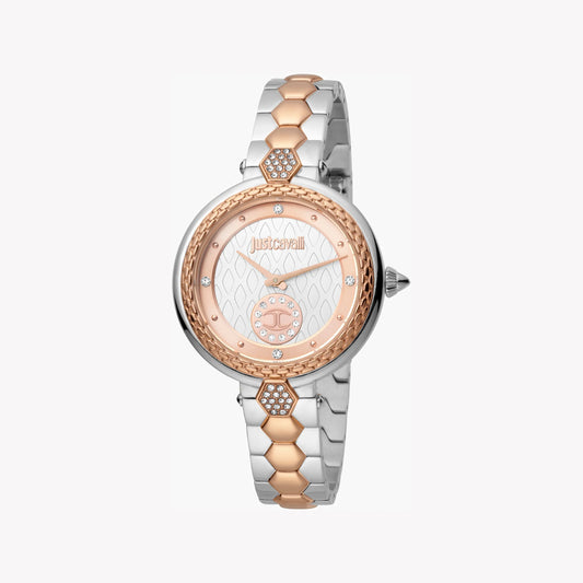 JUST CAVALLI Women's Watch with Silver Stainless Steel Case and Silver & Rose Gold Stainless Steel Band-i-Watch-2