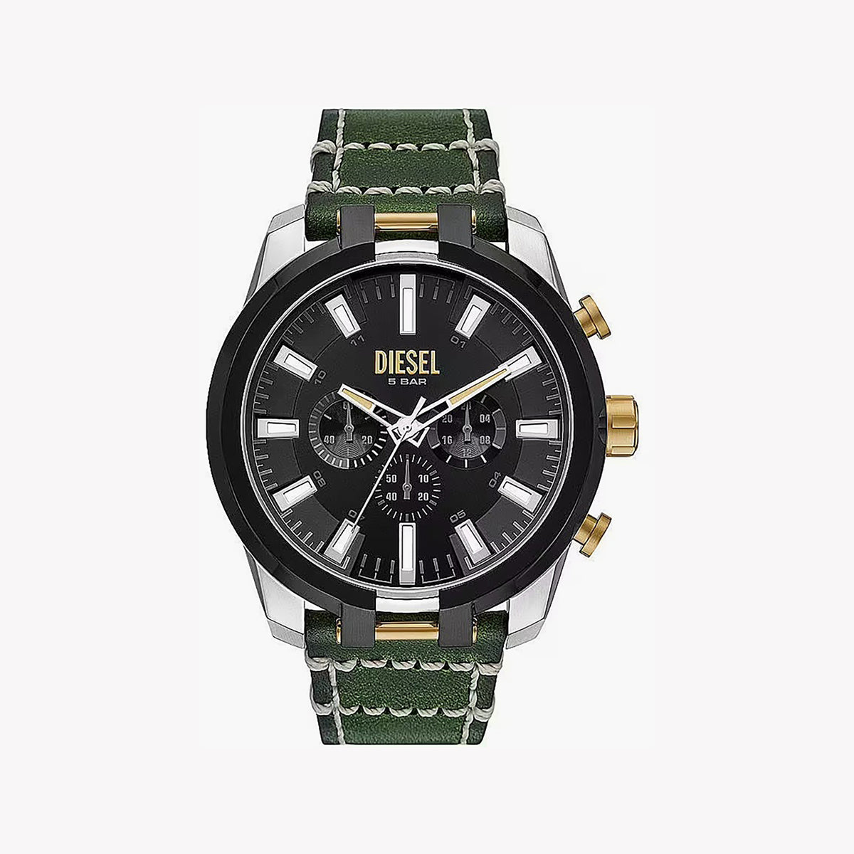 DIESEL DZ4588 BOLD ADVENTURE - MEN'S SPORTY CHRONOGRAPH WATCH WITH GREEN LEATHER BAND