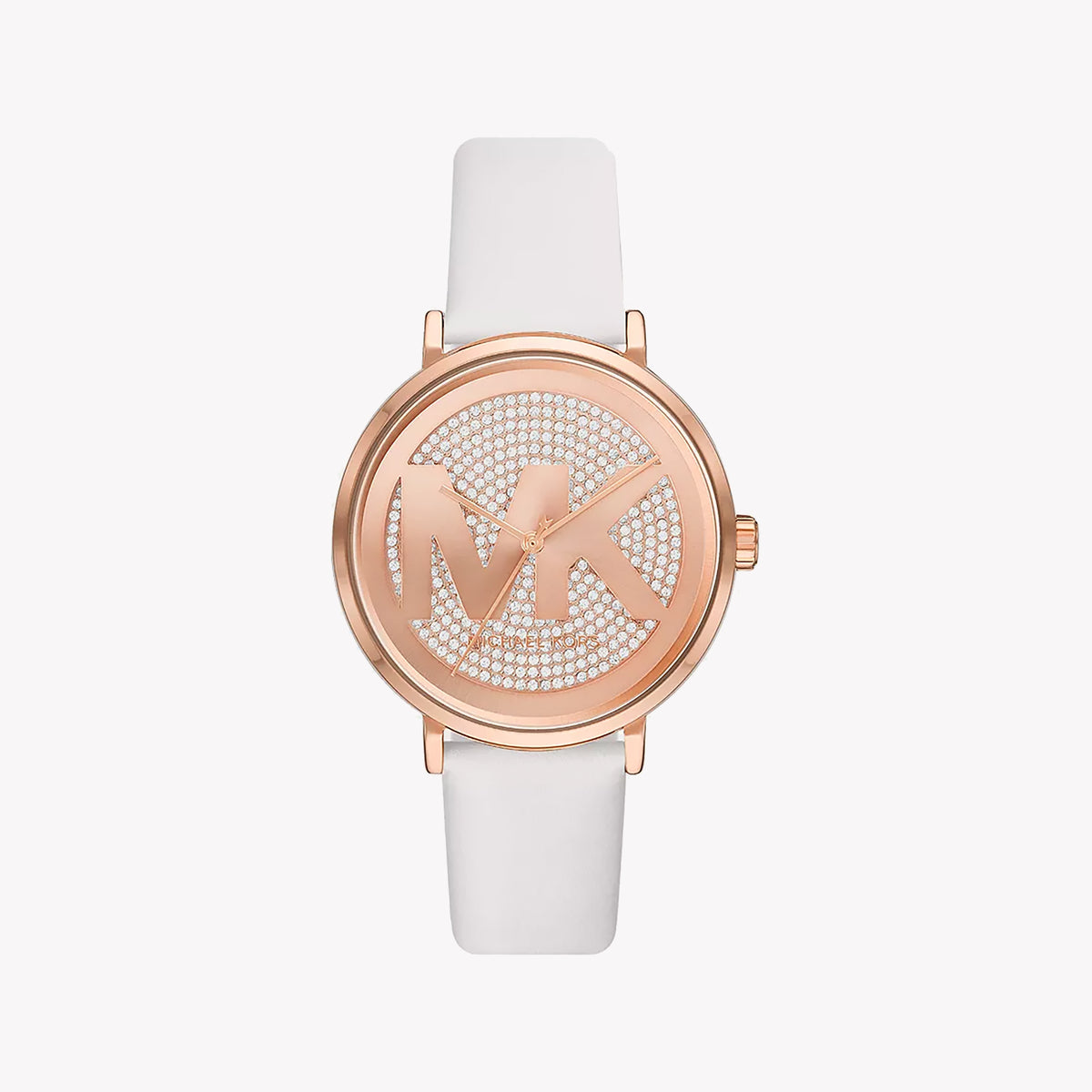 MICHAEL KORS MK2958 ROSE GOLD GLAM - ELEGANT WHITE LEATHER WOMEN'S WATCH